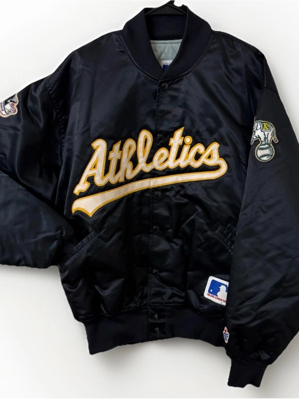 RARE 80s Oakland Athletics Felco Bomber XXL Black A’s Starter Jacket MLB Vintage